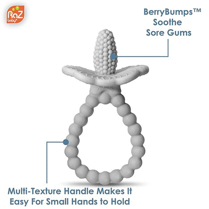 RaZbaby Silicone Baby Teether, BerryBumps Textured Silicone Soothes Babies??Sore Gums