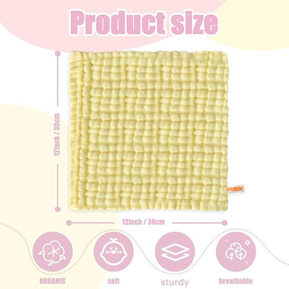 MUKIN Baby Washcloths - Natural Cotton Baby Wipes 5 Pack 12x12 inches