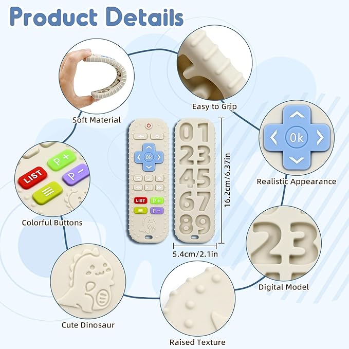 Teething Relief Teethers Toys for Babies 3-6 12 Months Gifts, Silicone Remote Control Baby Teether Toys for 3 6 9 Months Newborn Infant Boy Girl Autism