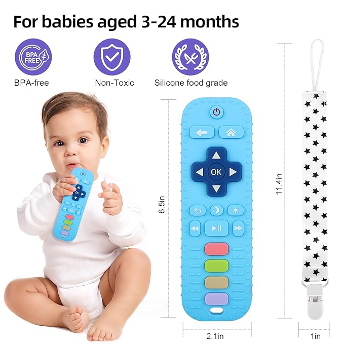 Chuya Remote Teethers Silicone Baby Teething Toys, TV Remote Teether 0-6-12-18 Months