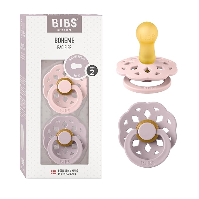 BIBS Pacifiers - Boheme Collection | BPA-Free Baby Pacifier 2 Blossom/Dusky 6-18 Months
