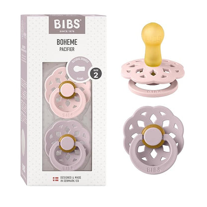 BIBS Pacifiers - Boheme Collection | BPA-Free Baby Pacifier 2 Blossom/Dusky 6-18 Months