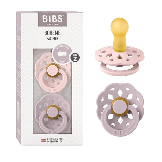 BIBS Pacifiers - Boheme Collection | BPA-Free Baby Pacifier 2 Blossom/Dusky 6-18 Months