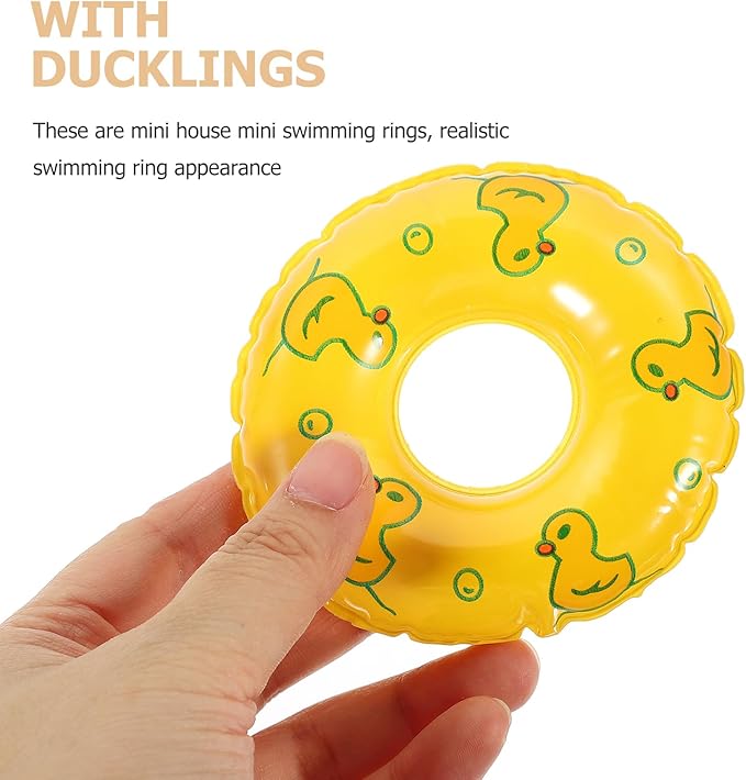 Gadpiparty 5Pcs Mini Swimming Rings Dollhouse Pattern Swim Rings Dolls