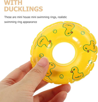 Gadpiparty 5Pcs Mini Swimming Rings Dollhouse Pattern Swim Rings Dolls