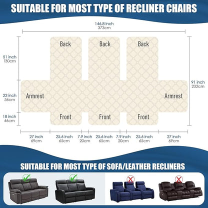 TAOCOCO 100% Waterproof Recliner Covers, Recliner Sofa Covers with Leg Straps, Reversible Recliner Couch Cover for Reclining Chair, Washable Couch Protector for Pets Kids(3 Seater, Charcoal Gray)