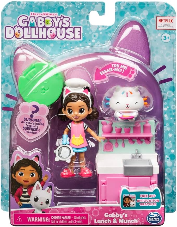 Gabby’s Dollhouse, Lunch and Munch Kitchen Set with 2 Toy Figures 3 and