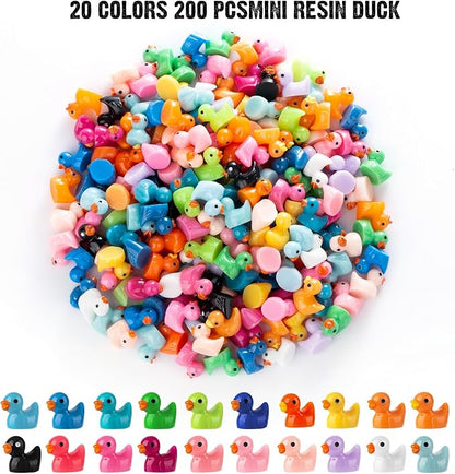 200PCS Mini Resin Ducks Tiny Garden Micro Landscape Ornament Dollhouse