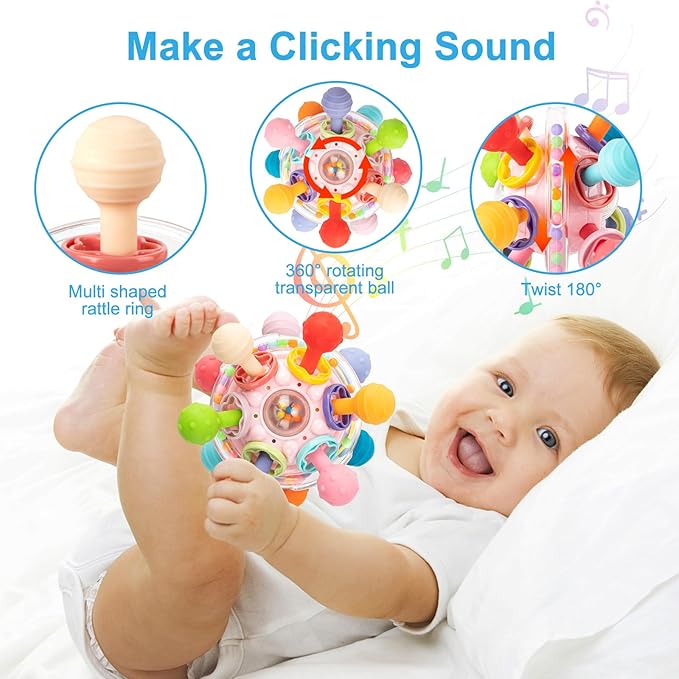 TOHIBEE Baby Montessori Sensory Toys for 0-6 6-12 Months, Food Grade Teething Toys for Babies 0 3 6 9 12 18 Months 1 2
