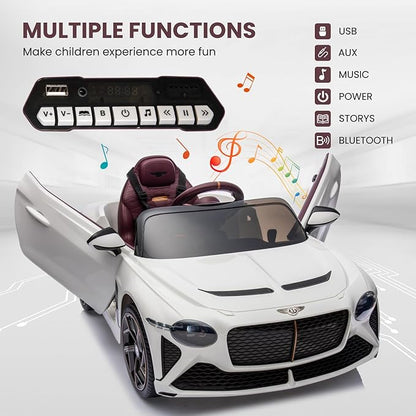 Hetoy Kids Ride On Car, Licensed Bentley Bacalar 12V Electric Vehicles w/Parent Remote Control 3 Speeds,