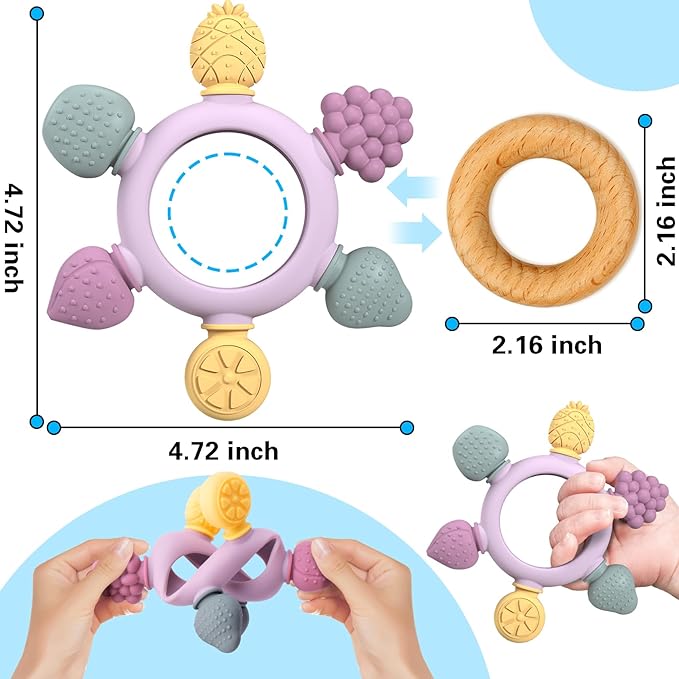 GJZZ Baby Teething Toys 6-12 Months, Montessori Sensory Toys 0-3 6-12