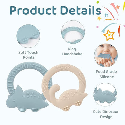 2 Packs Baby Teether Silicone Teething Toys for Babies 0-6 6 to 12 Months B2