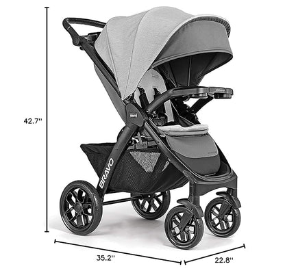 Chicco Bravo LE Trio Travel System, Bravo LE Quick-Fold Stroller with KeyFit 30 Zip Infant Car Seat, Car Seat and Stroller Combo | Driftwood/Grey