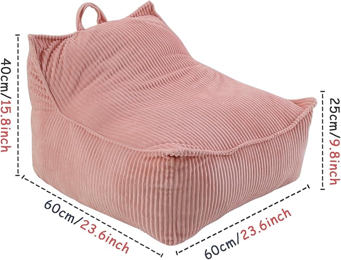Bean Bag Chairs for Adults/Kids, Lounge Reading Chair with Memory Spone Filling, with Removable and Machine Washable Cover, for Living Room/Bedroom (Pink)