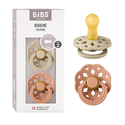 BIBS Pacifiers - Boheme Collection | BPA-Free Baby Pacifier 2 Vanilla/Peach 6-18 Months