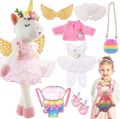 Unicorn Stuffed Animals Plush Ballerina Baby Doll with Doll Carrier 3 4 5 6