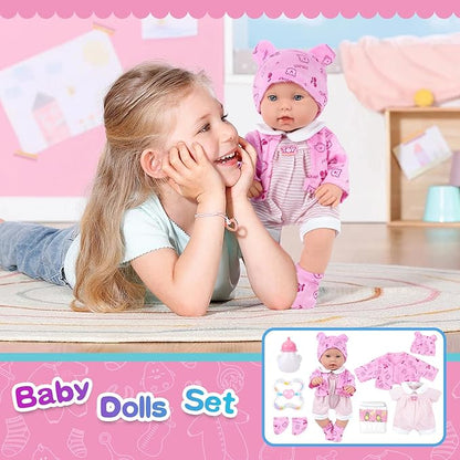 12 Inch Baby Doll Playset with Reborn Baby Dolls Clothes