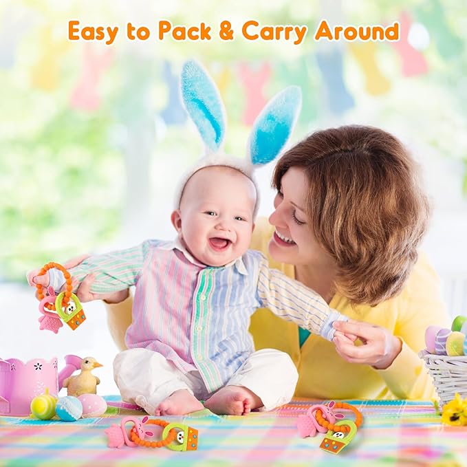 NPET Baby Easter Teething Toy, Cute Easter Basket Hen & 3-12 Months