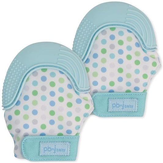 Silicone Infant Teething Mitten Teether Glove Mitt Toy - Blue 2pk