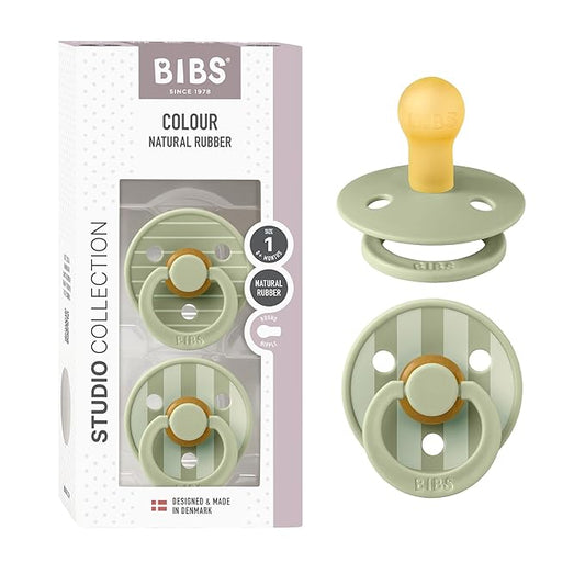 BIBS Pacifiers - Colour Studio 2 Pack | Round Nipple Baby Pacifier 0+ Months