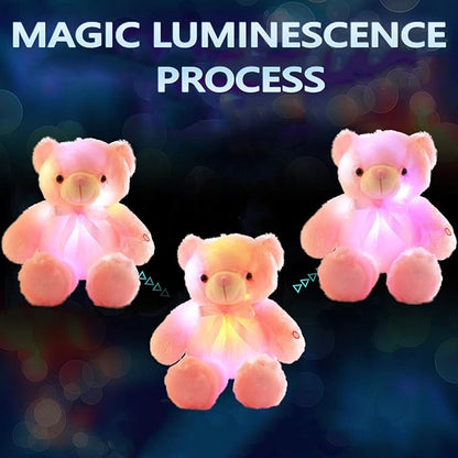 LED Teddy Bears Stuffed Animals, Cute Glow Bear Plush Toys Creative Colorful Luminous Light Up Doll Gifts for Bedroom (Pink,18 inch)