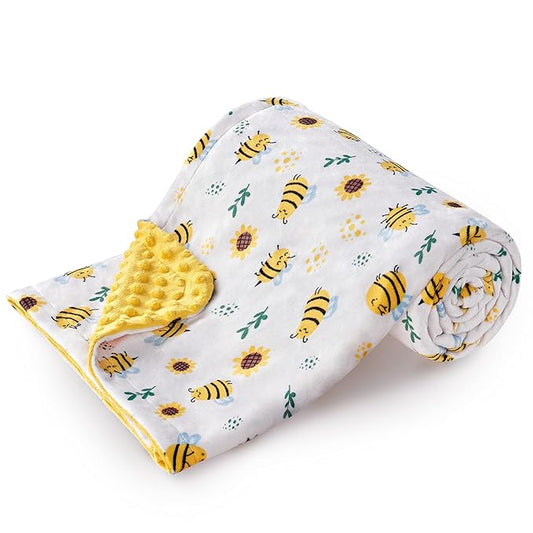 DaysU Silky Micro Soft Plush Baby Blankets Unisex with Print Animal Pattern and Soothing Raised Dots, Double Layer Bed Throws for Baby Crib 30x40 Inches