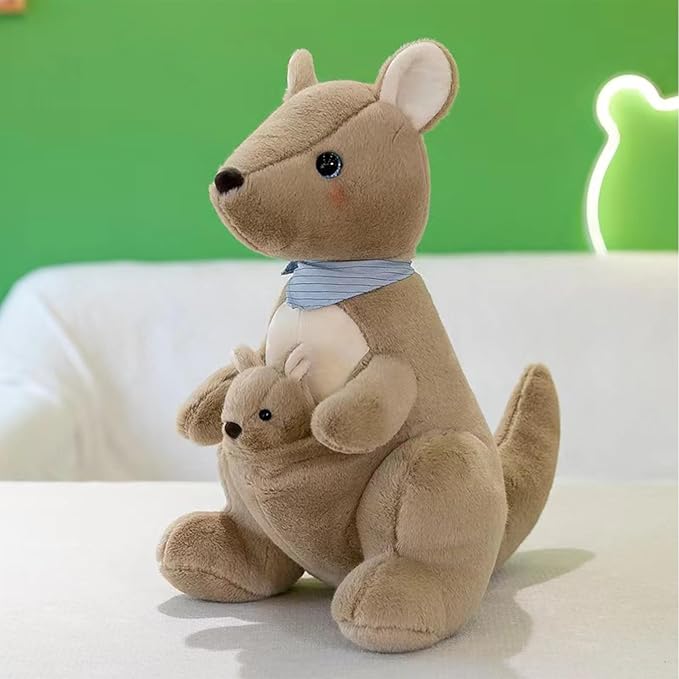 Kangaroo Stuffed Animal Plush Doll - Mother Kangaroo with Removable Child Kangaroo Plushies, Adorable Plushie for Ages 3 and Up (Brown,15.74 inch)