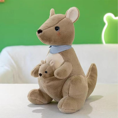 Kangaroo Stuffed Animal Plush Doll - Mother Kangaroo with Removable Child Kangaroo Plushies, Adorable Plushie for Ages 3 and Up (Brown,15.74 inch)