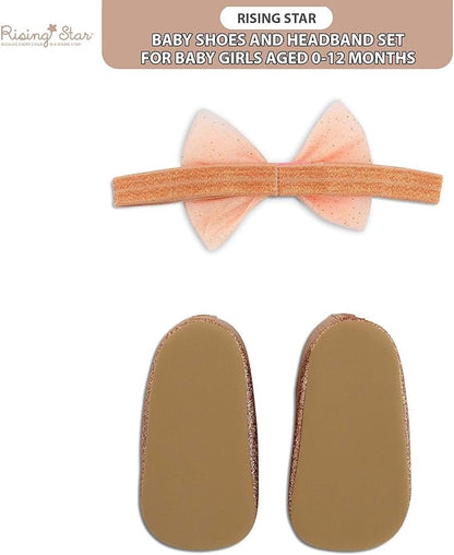 Rising Star Baby Girls' Shoes and Headband Gift Box Set