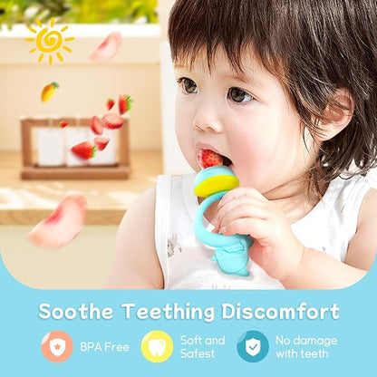 Baby Solids/Frozen Fruit Feeder Pacifier, Infant Teether Toy 4M+ 2-Pack (Dolphin