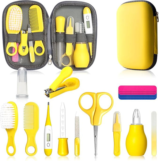 Baby Healthcare and Grooming Kit, Baby Safety Care Set, Baby Electric Nail Trimmer Set Newborn Nursery Health Care Set for Newborn Infant Toddlers Baby Boys Girls Kids (Yellow-18 Kits)