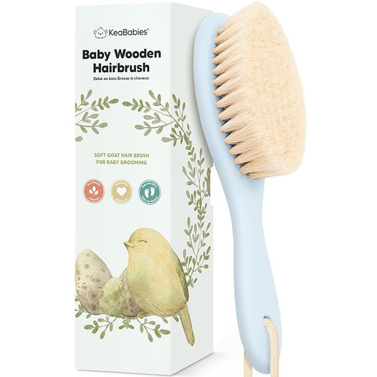 KeaBabies Hair Brush with Soft Goat Bristles, Cradle Cap Brush