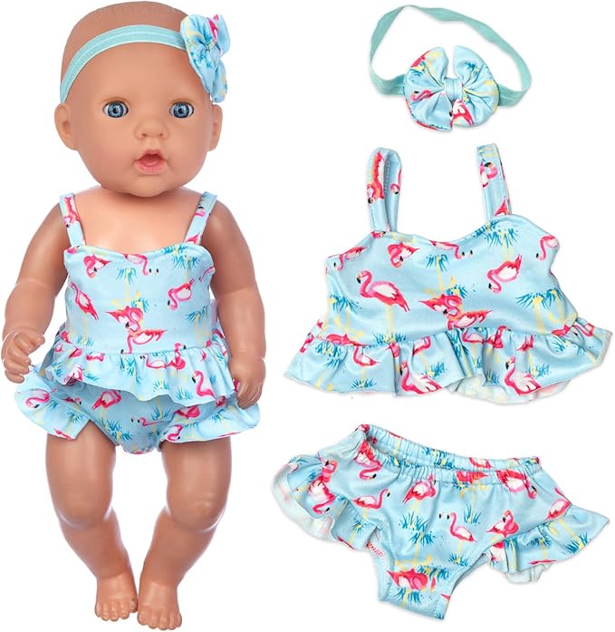 UNICORN ELEMENT 8 Pcs Baby Doll Clothes and Accessories, Baby Doll Feeding and Caring Set with Baby Doll Diaper Bag