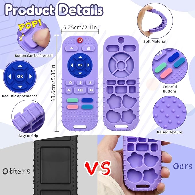 AiTuiTui Baby Teether for Teething Relief Baby Toys 3 6 9 12 Months, Silicone Baby Teether Toy for Babies Remote Control Newborn Infant Boy Girl Autism for Baby Gifts