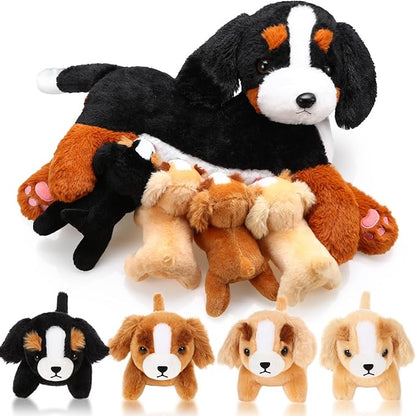 HyDren Nurturing Bernese Mountain Dog Plush Toy Set 15 Inch 4 Stuffed
