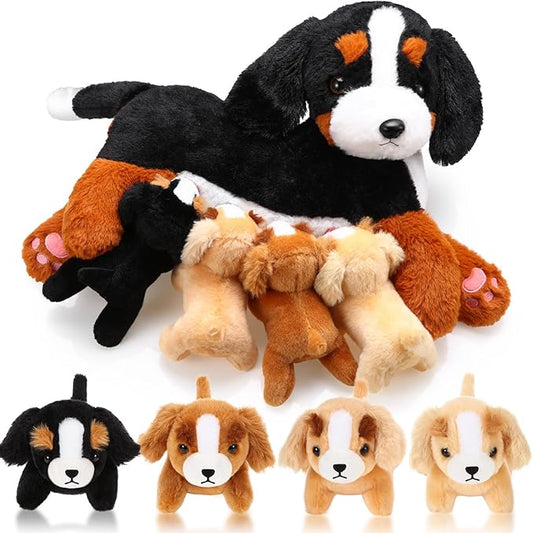 HyDren Nurturing Bernese Mountain Dog Plush Toy Set 15 Inch 4 Stuffed