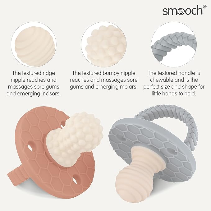 Soothipop Silicone Pacifier Teething Toys for Babies 0-6 Months 12, 18 Months - (2 Pack) Pacifier Shaped Baby Teether