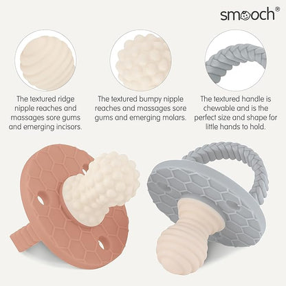 Soothipop Silicone Pacifier Teething Toys for Babies 0-6 Months 12, 18 Months - (2 Pack) Pacifier Shaped Baby Teether