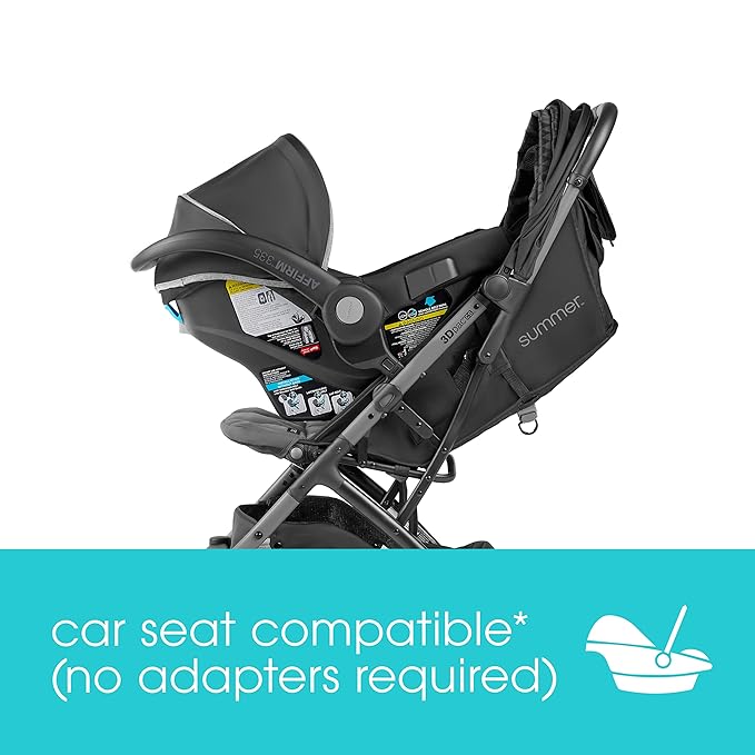 3Dpac CS Compact Stroller, Black – Car Seat Adaptable Baby Lightweight Stroller with Convenient One-Hand Fold, Reclining Seat and Extra-Large Canopy