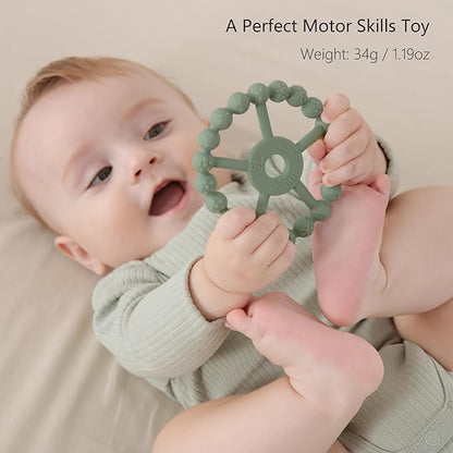 3 Pack Ring Teether, Silicone Teething Ring Toys for Babies 0-6 Months 6-12 Months 12-24 Months,
