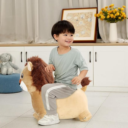 INPANY Kids Bouncy Lion Hopper Toys for 2 Year Old Boy, Plush Toddlers Inflatable Animal Hopping Horse 3 4