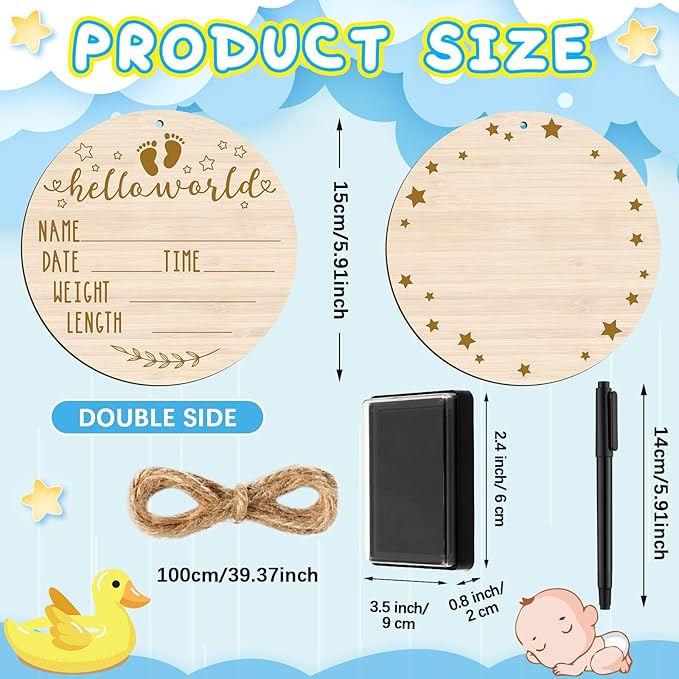 Thyle Baby Announcement Sign Wooden Baby Name Sign for Hospital