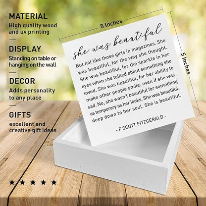 Nursery Desk Wooden Box Sign Decor, She Is Beautiful