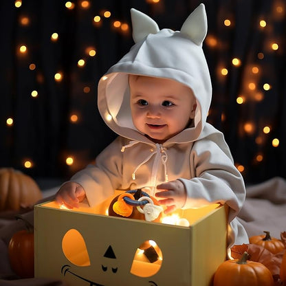 Silicone Teething Ring Toy, Halloween Baby Teether Toys with Rattles Pumpkin and Ghost 3-6-12 Months