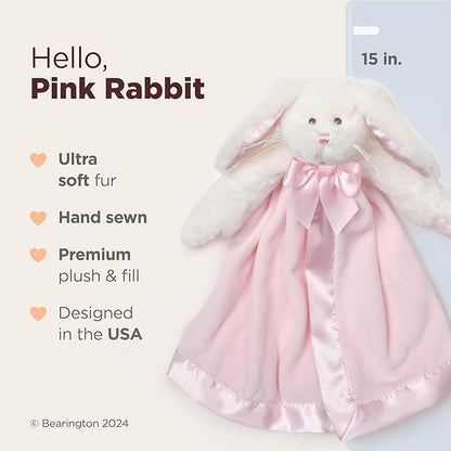 Bearington Baby Bunny Snuggler, 15 Inch Pink Rabbit Plush Stuffed