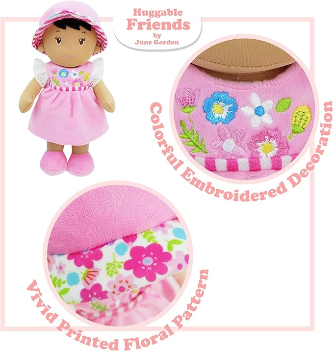 June Garden 12" Soft Dolly Malorie - Stuffed Soft Baby Doll Gift for 1 2 3 Year Old Girls