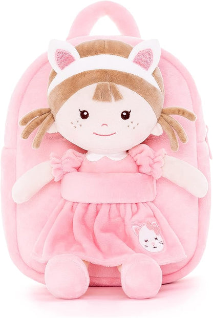 Onetoo Toddler Backpack Kids Backpacks with Soft Plush Baby Dolls 9.5"