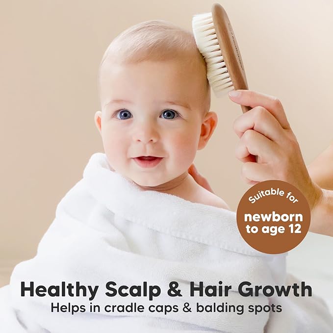 KeaBabies Hair Brush - Soft Goat Bristles Baby Brush, Cradle Cap Brush