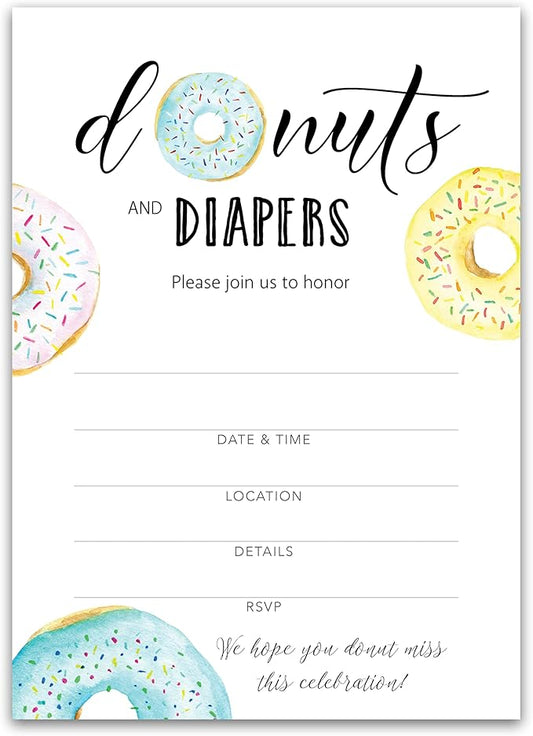 Donut and Diapers Sprinkle Invitation ??Pack of 25 I850-INV3