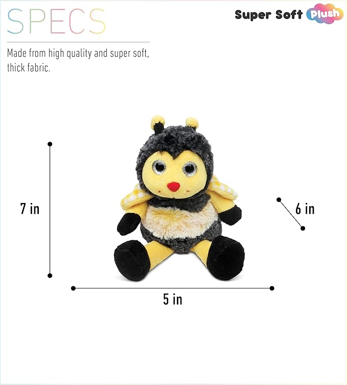 DolliBu Sitting Bee Plush - Super Soft Bee Insect Stuffed Animal, Cute Realistic Stuffed Animal Bee Plush Toy for Boys and Girls 7 Inches